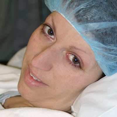 Heather during her mesothelioma treatment