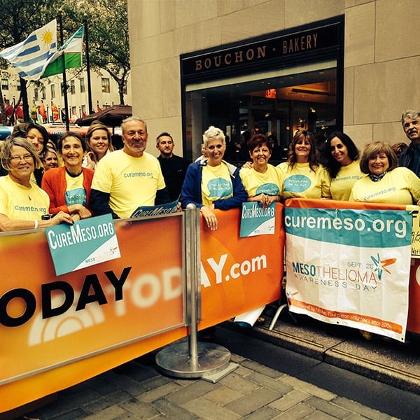 Heather promotes Mesothelioma Awareness Day in NYC.