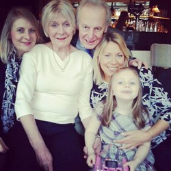 Photograph of mesothelioma activist Julie Roberts and her family
