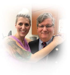 Photograph of mesothelioma survivor Heather Von St. James and mesothelioma doctor Dr. David Sugarbaker