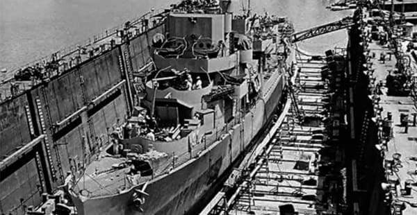 USS Ebert in drydock at Tampa Shipbuilding Company