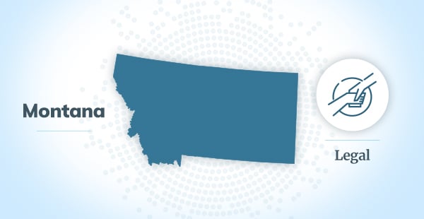 Blue graphic depicting the silhouette of the state of Montana and an illustration of a handshake, symbolizing the help a mesothelioma lawyer can provide to an asbestos victim.