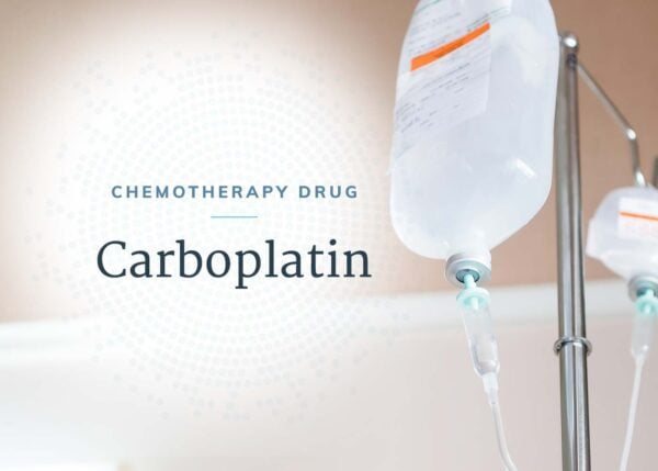 Intravenous (IV) drip of chemotherapy drug carboplatin for mesothelioma