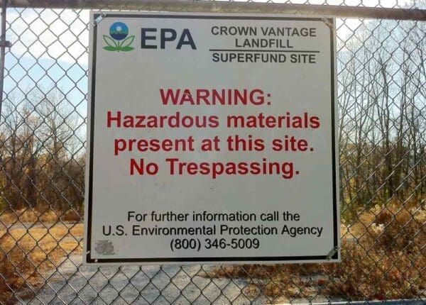 Superfund site sign