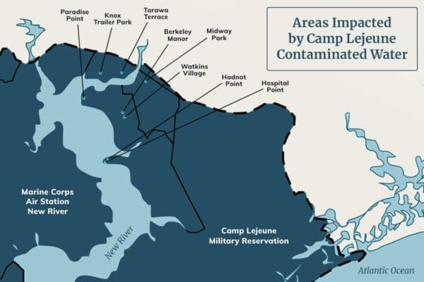 Residential areas at Camp Lejeune were impacted by contaminated water.