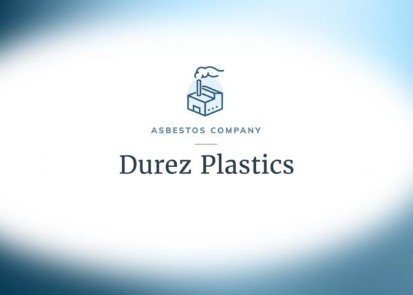 Logo of an factory with the asbestos company name Durez Plastics under it