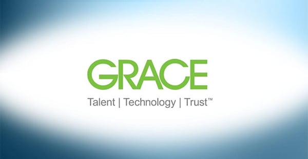 W.R. Grace's logo - the word "GRACE" in green letters, and the words "Talent, Technology, Trust" underneath.