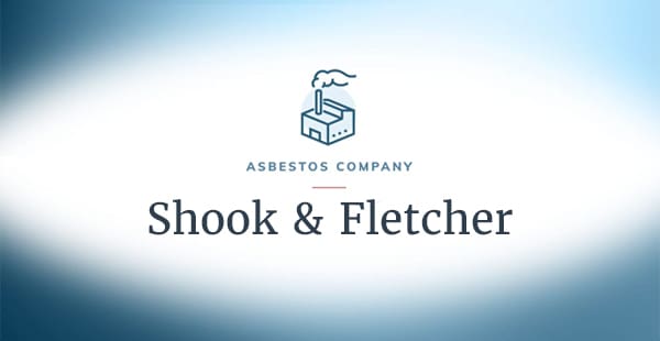 Company name (Shook & Fletcher) beneath text that says "Asbestos Company" and a small icon of a factory