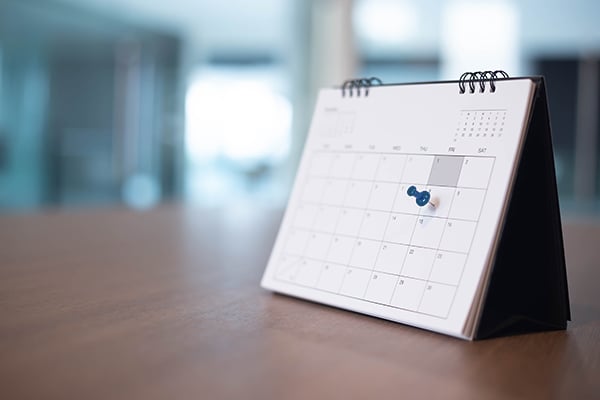 Calendar indicating filing lag for mesothelioma patients