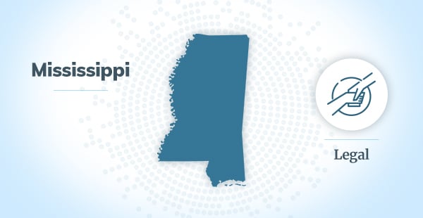 A dark blue silhouette of the state of Mississippi. To the right is a graphic of a handshake, demonstrating the help mesothelioma lawyers can provide to asbestos victims. 