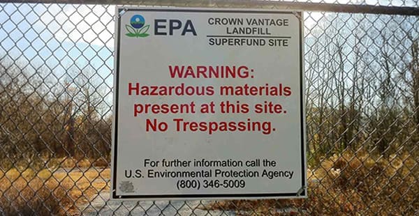 Superfund site sign
