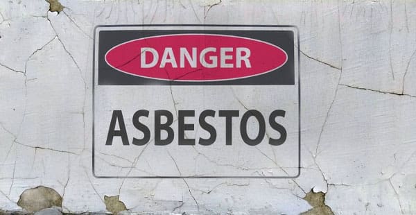 Asbestos hazard warning sign with the words 'Danger Asbestos'