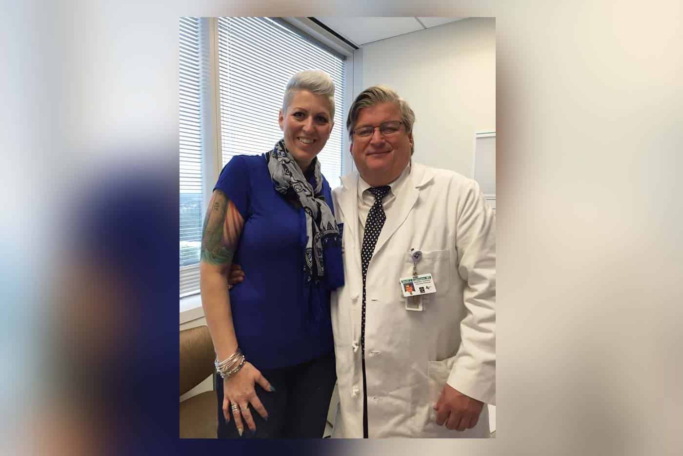 Mesothelioma survivor Heather Von St. James at her annual checkup with Dr. Sugarbaker