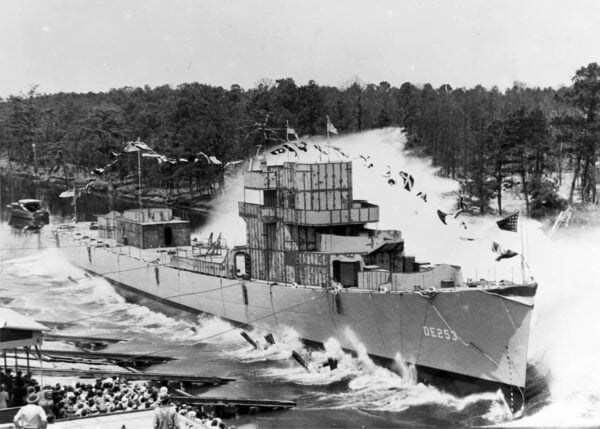USS Pettit launched at Brown Shipbuilding Company