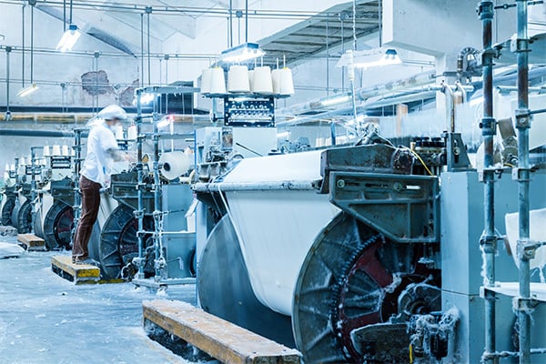 Image of textile mill, a place where workers may risk asbestos exposure